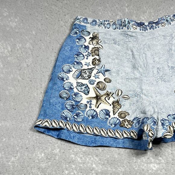 Ranna Gill Shorts Large Floral Multicolor Pull On Linen Blend Floral Pockets - Picture 4 of 13